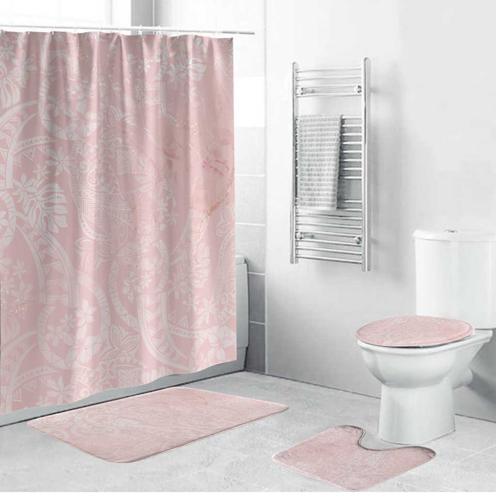 Polynesian Tiare Monstera Soft Pink Bathroom Set Liquid Style - Polynesian Pride