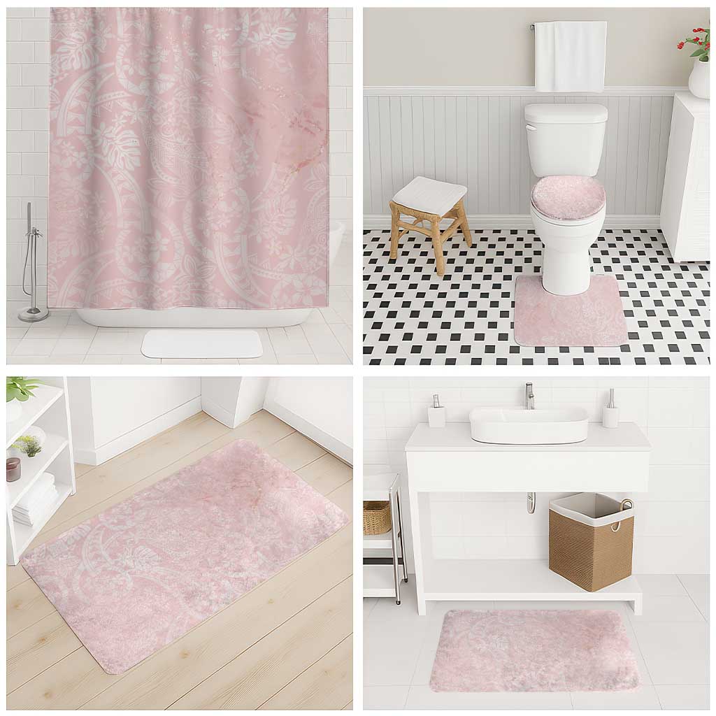 Polynesian Tiare Monstera Soft Pink Bathroom Set Liquid Style - Polynesian Pride