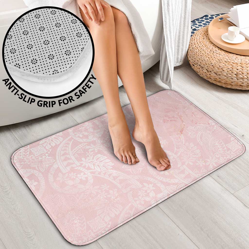 Polynesian Tiare Monstera Soft Pink Bathroom Set Liquid Style - Polynesian Pride