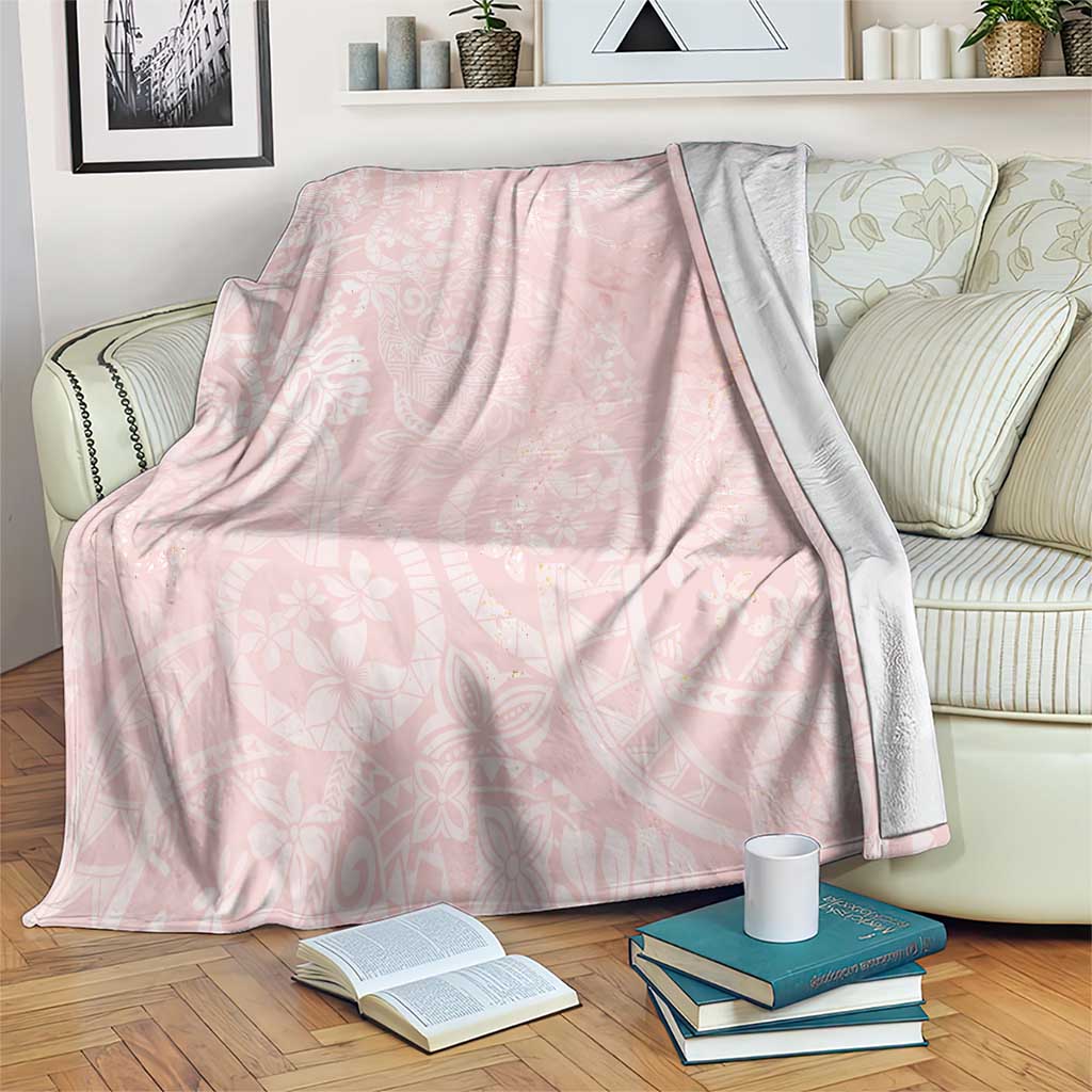 Polynesian Tiare Monstera Soft Pink Blanket Liquid Style - Polynesian Pride