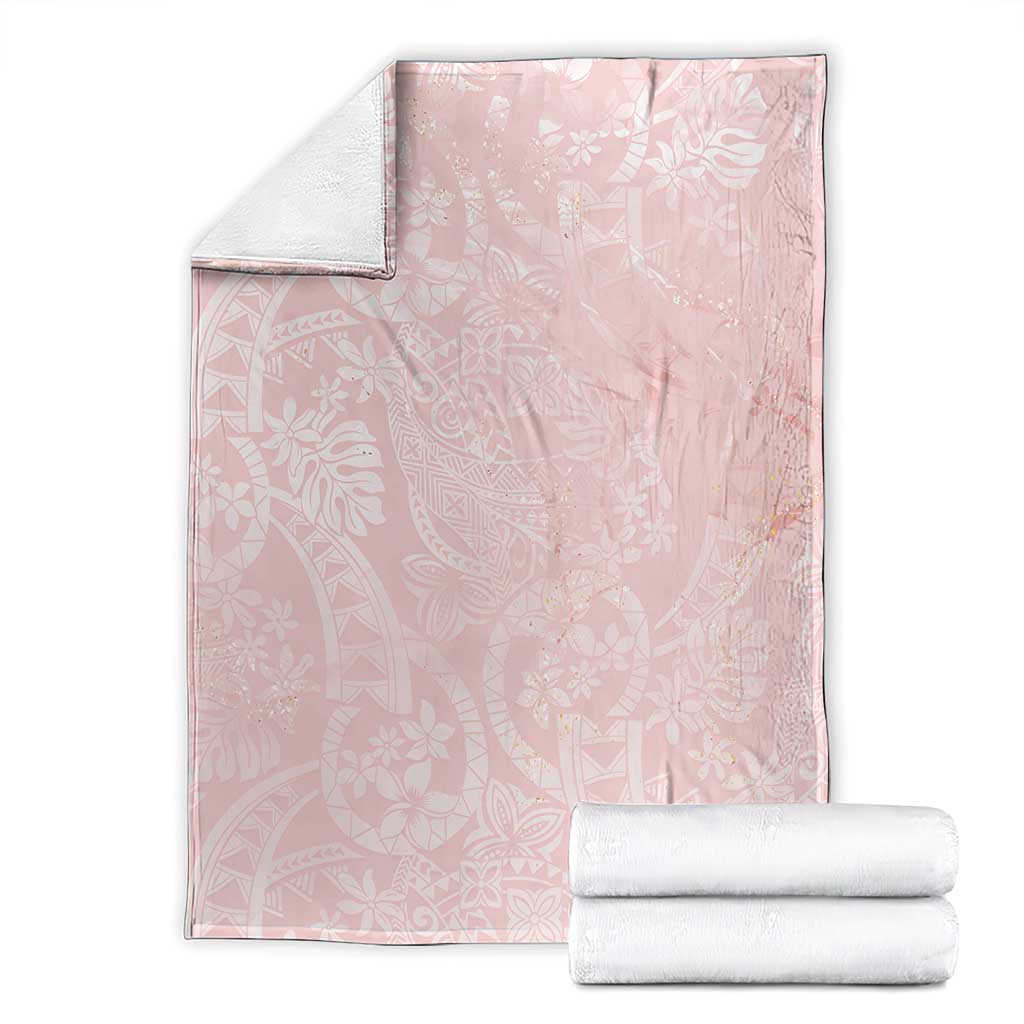 Polynesian Tiare Monstera Soft Pink Blanket Liquid Style - Polynesian Pride