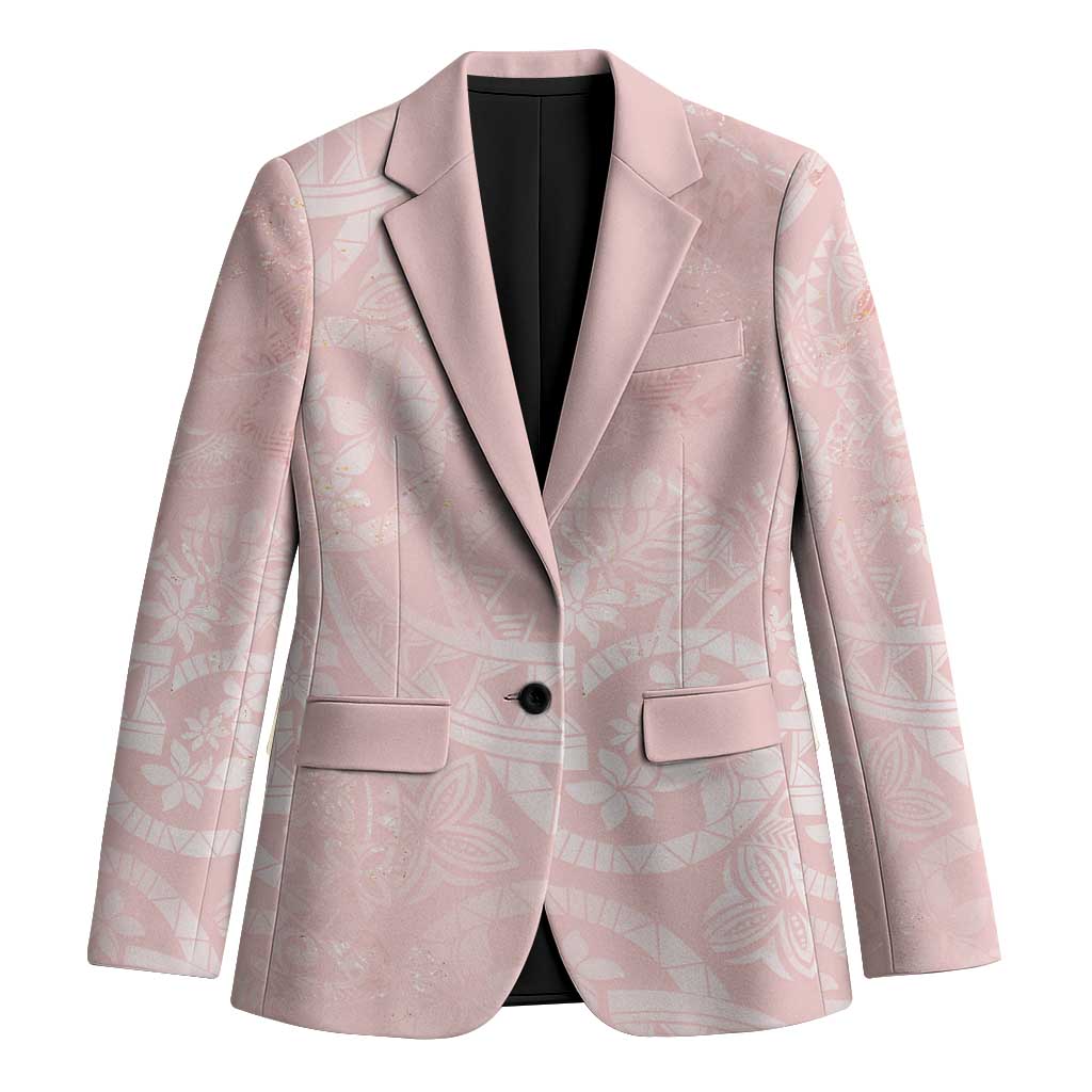 Polynesian Tiare Monstera Soft Pink Blazer Liquid Style - Polynesian Pride