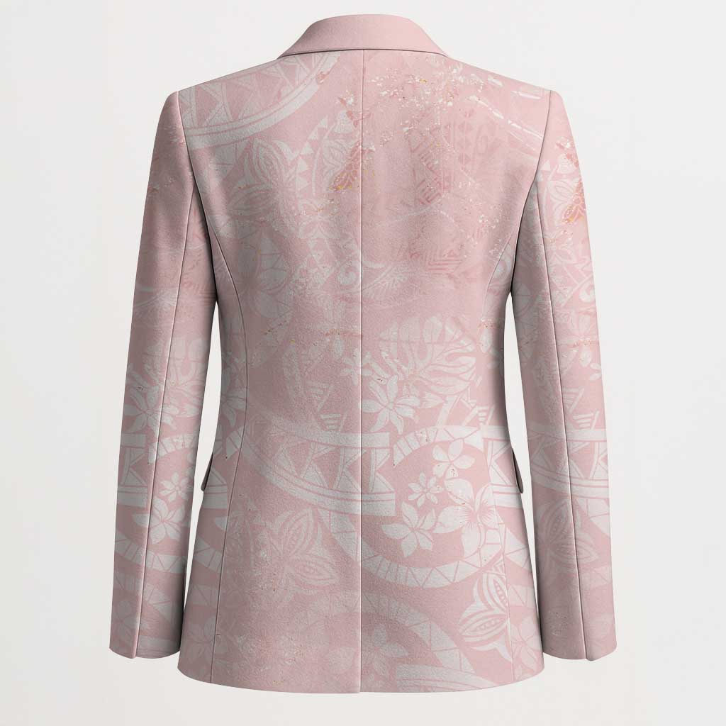 Polynesian Tiare Monstera Soft Pink Blazer Liquid Style - Polynesian Pride