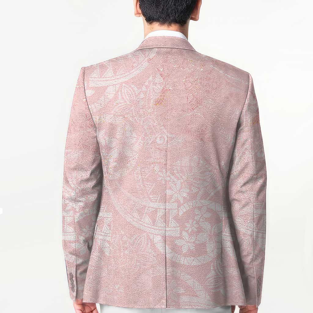 Polynesian Tiare Monstera Soft Pink Blazer Liquid Style - Polynesian Pride