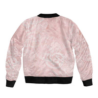 Polynesian Tiare Monstera Soft Pink Bomber Jacket Liquid Style - Polynesian Pride