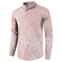 Polynesian Tiare Monstera Soft Pink Button Sweatshirt Liquid Style - Polynesian Pride