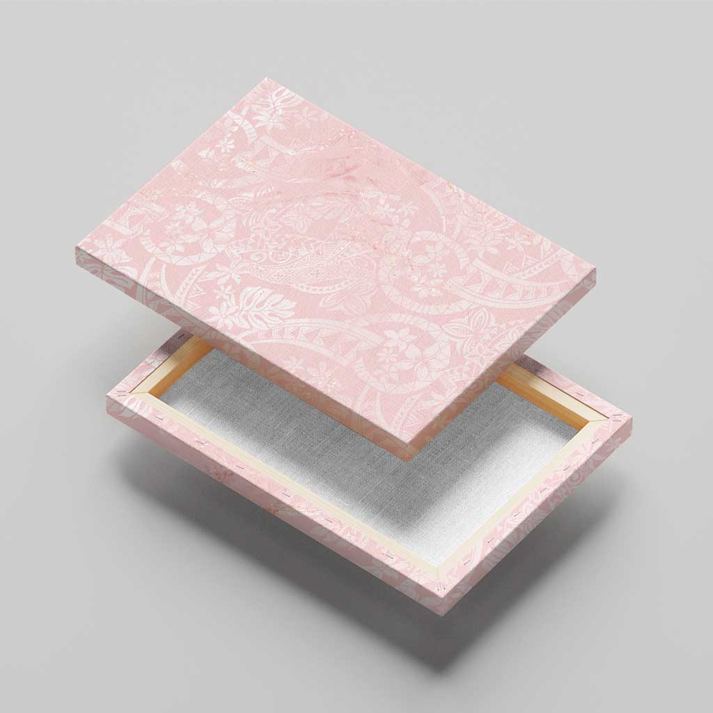 Polynesian Tiare Monstera Soft Pink Canvas Wall Art Liquid Style - Polynesian Pride