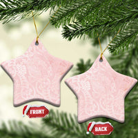 Polynesian Tiare Monstera Soft Pink Ceramic Ornament Liquid Style - Polynesian Pride