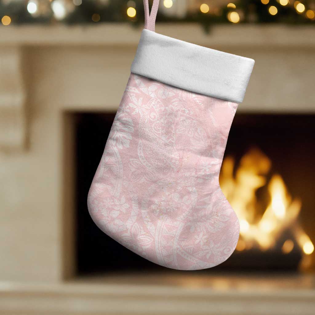 Polynesian Tiare Monstera Soft Pink Christmas Stocking Liquid Style - Polynesian Pride