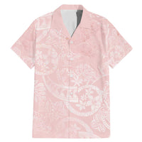 Polynesian Tiare Monstera Soft Pink Family Matching Mermaid Dress and Hawaiian Shirt Liquid Style LT01 Dad's Shirt - Short Sleeve Pink - Polynesian Pride