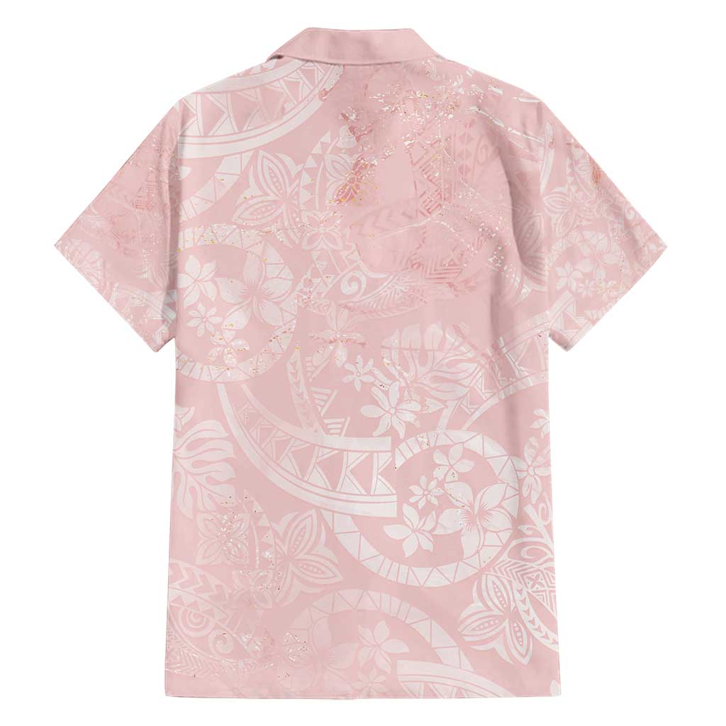 Polynesian Tiare Monstera Soft Pink Family Matching Off Shoulder Maxi Dress and Hawaiian Shirt Liquid Style - Polynesian Pride