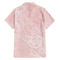 Polynesian Tiare Monstera Soft Pink Family Matching Short Sleeve Bodycon Dress and Hawaiian Shirt Liquid Style LT01 - Polynesian Pride
