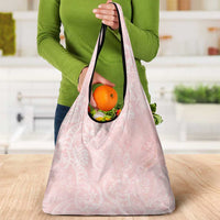 Polynesian Tiare Monstera Soft Pink Grocery Bag Liquid Style - Polynesian Pride