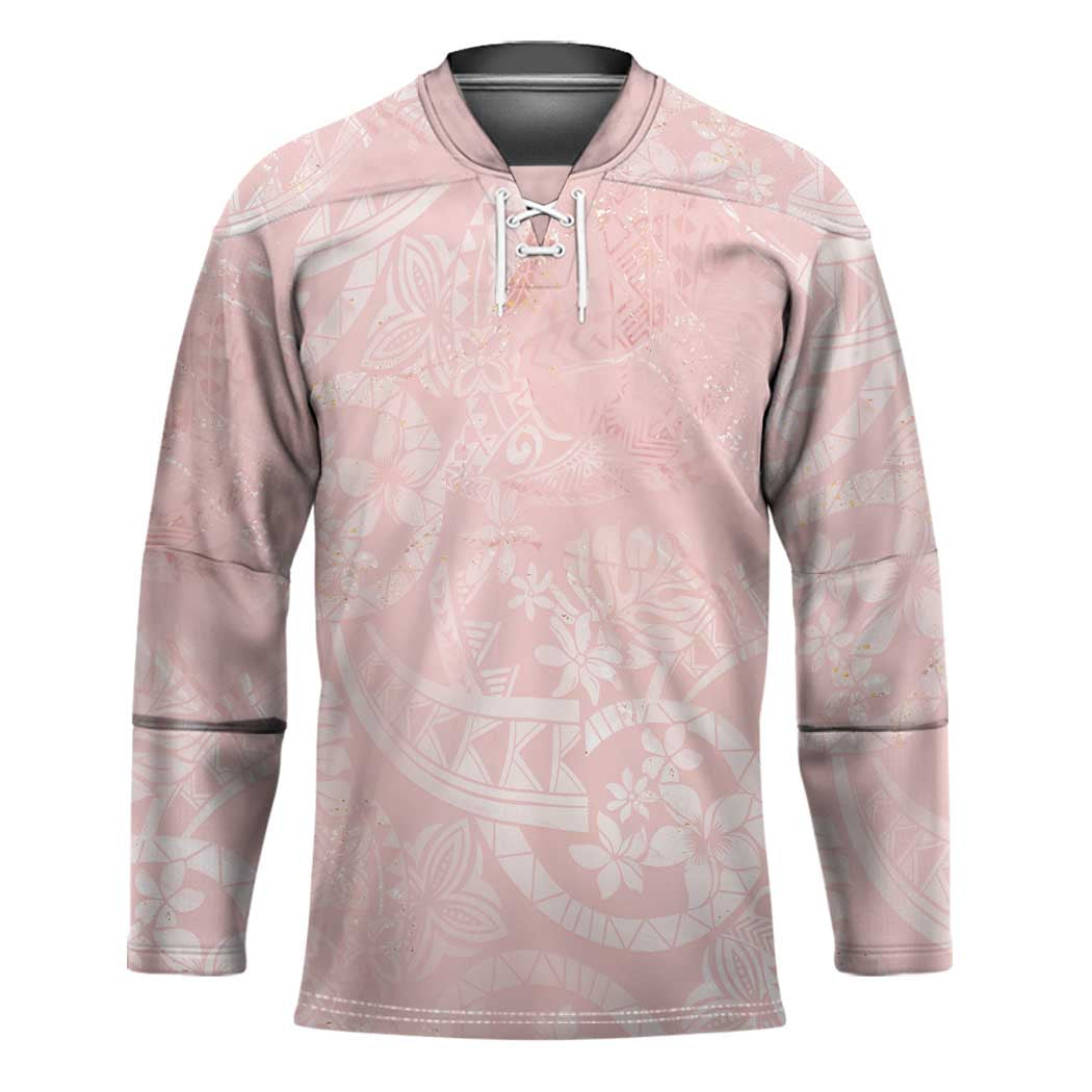 Polynesian Tiare Monstera Soft Pink Hockey Jersey Liquid Style - Polynesian Pride