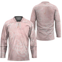 Polynesian Tiare Monstera Soft Pink Hockey Jersey Liquid Style - Polynesian Pride