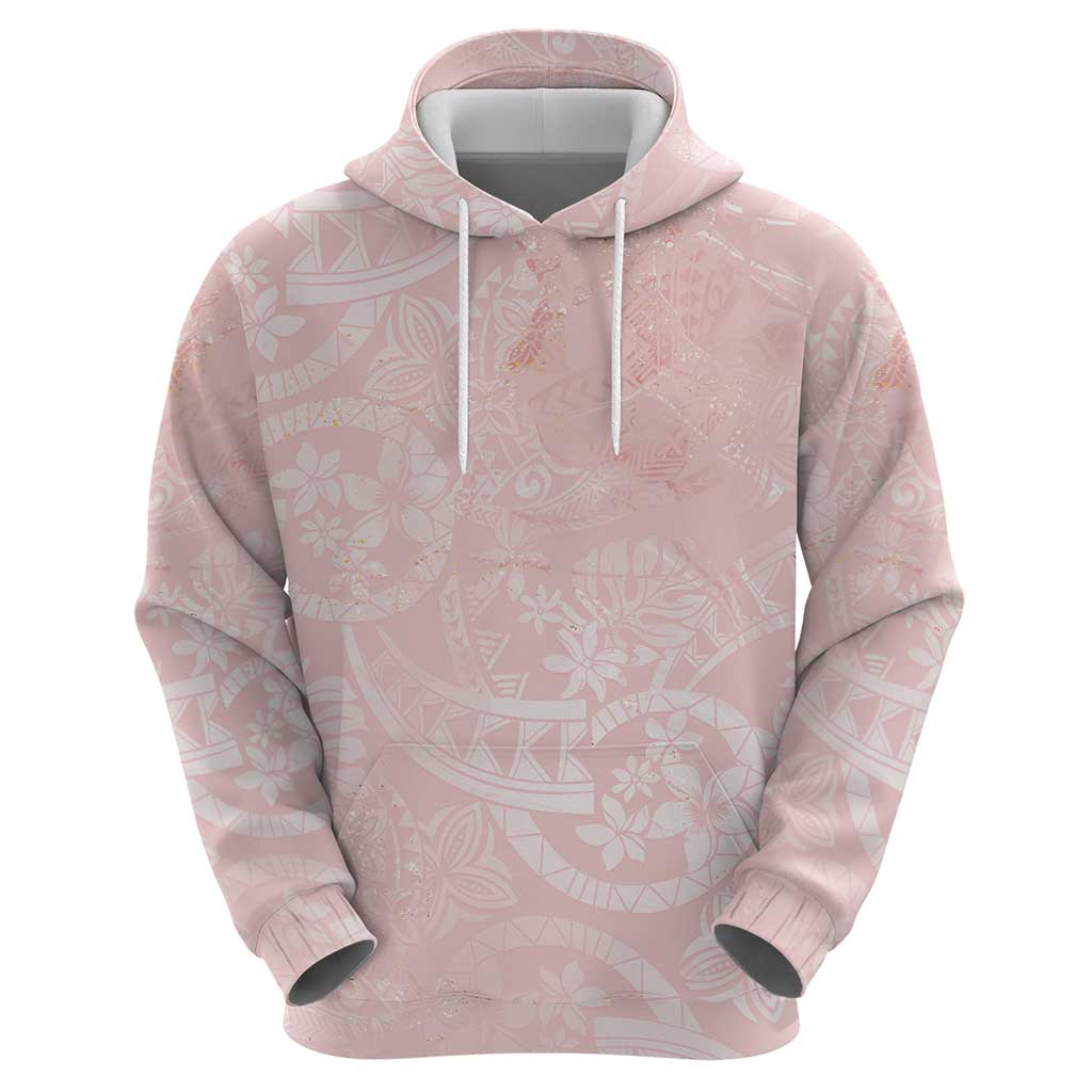 Polynesian Tiare Monstera Soft Pink Hoodie Liquid Style - Polynesian Pride