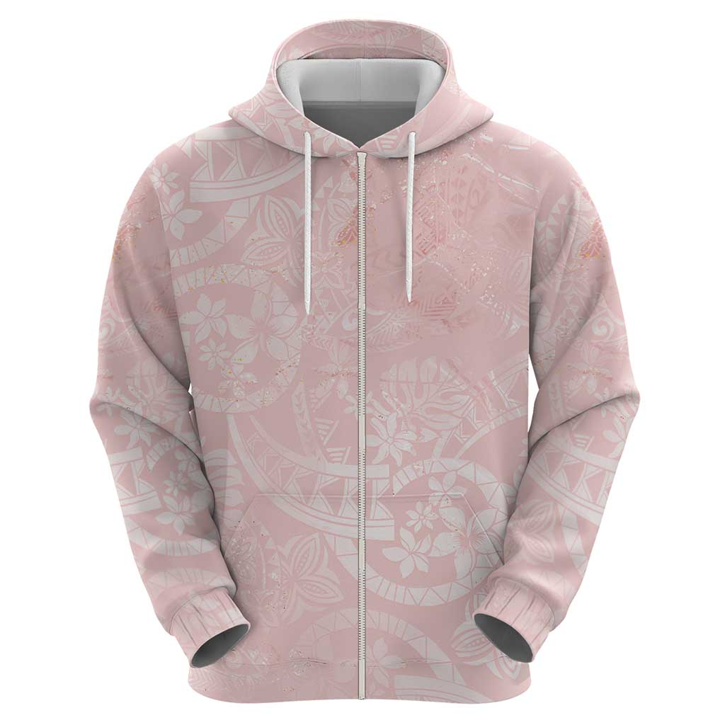 Polynesian Tiare Monstera Soft Pink Hoodie Liquid Style - Polynesian Pride