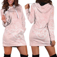 Polynesian Tiare Monstera Soft Pink Hoodie Dress Liquid Style - Polynesian Pride