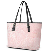 Polynesian Tiare Monstera Soft Pink Leather Tote Bag Liquid Style - Polynesian Pride