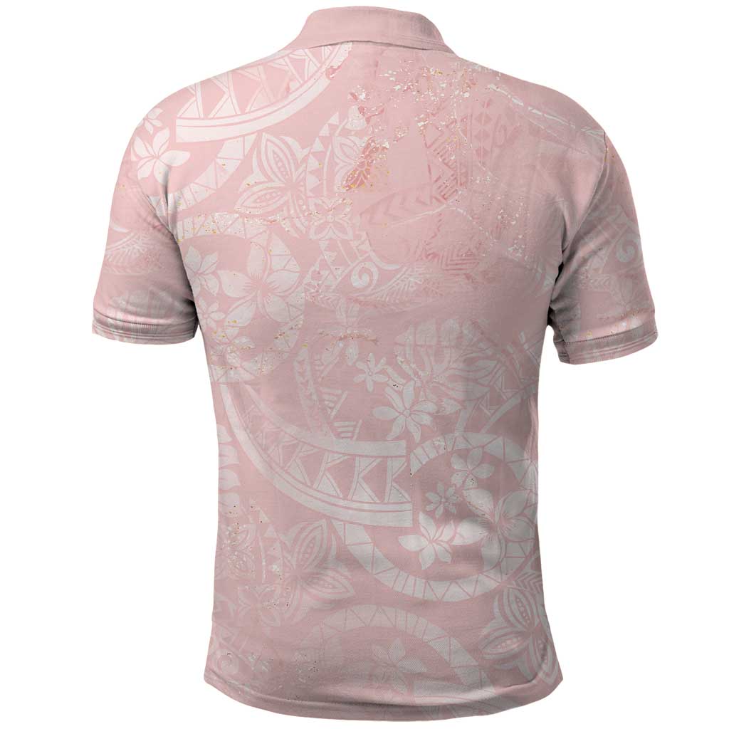 Polynesian Tiare Monstera Soft Pink Polo Shirt Liquid Style - Polynesian Pride
