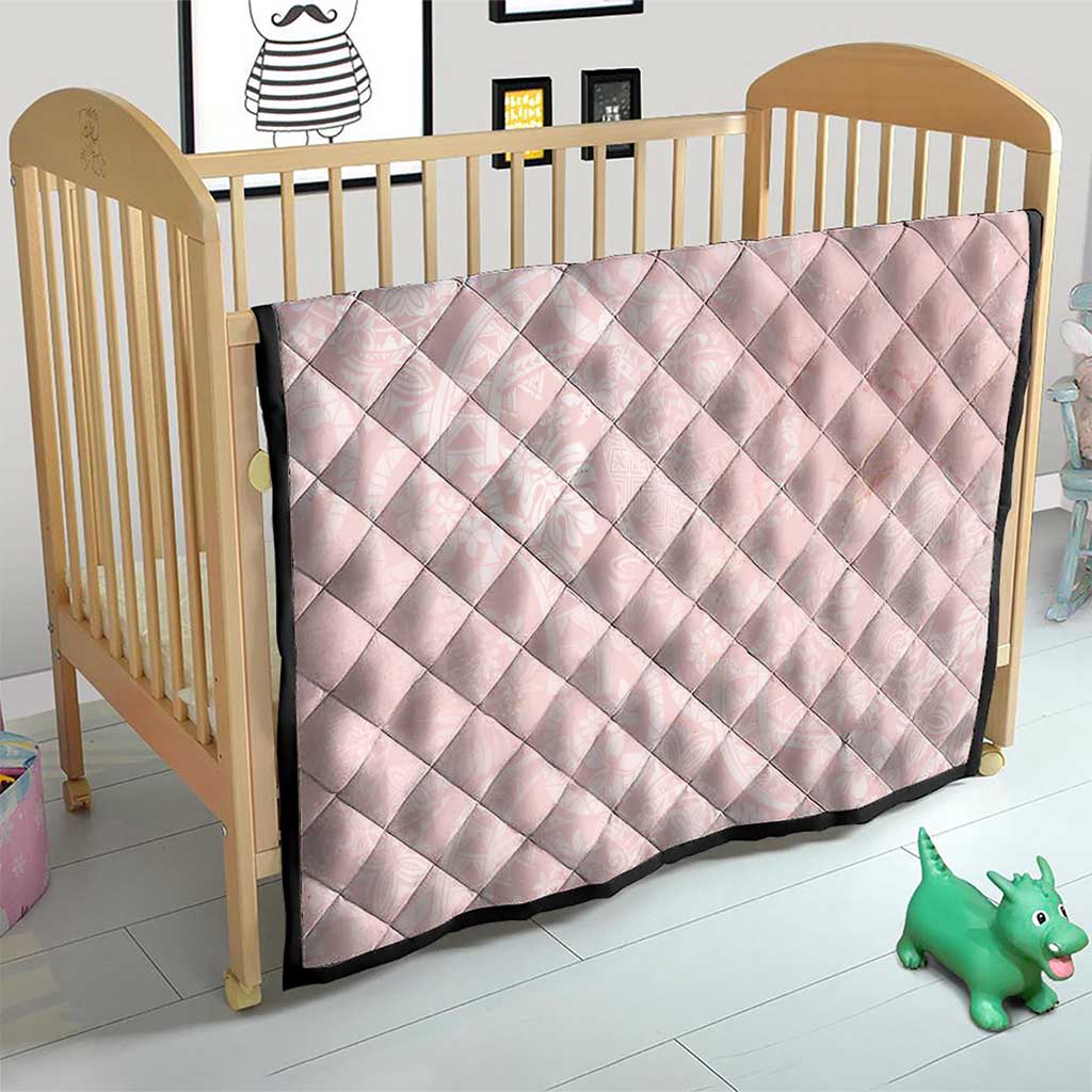 Polynesian Tiare Monstera Soft Pink Quilt Liquid Style - Polynesian Pride