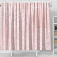 Polynesian Tiare Monstera Soft Pink Shower Curtain Liquid Style - Polynesian Pride