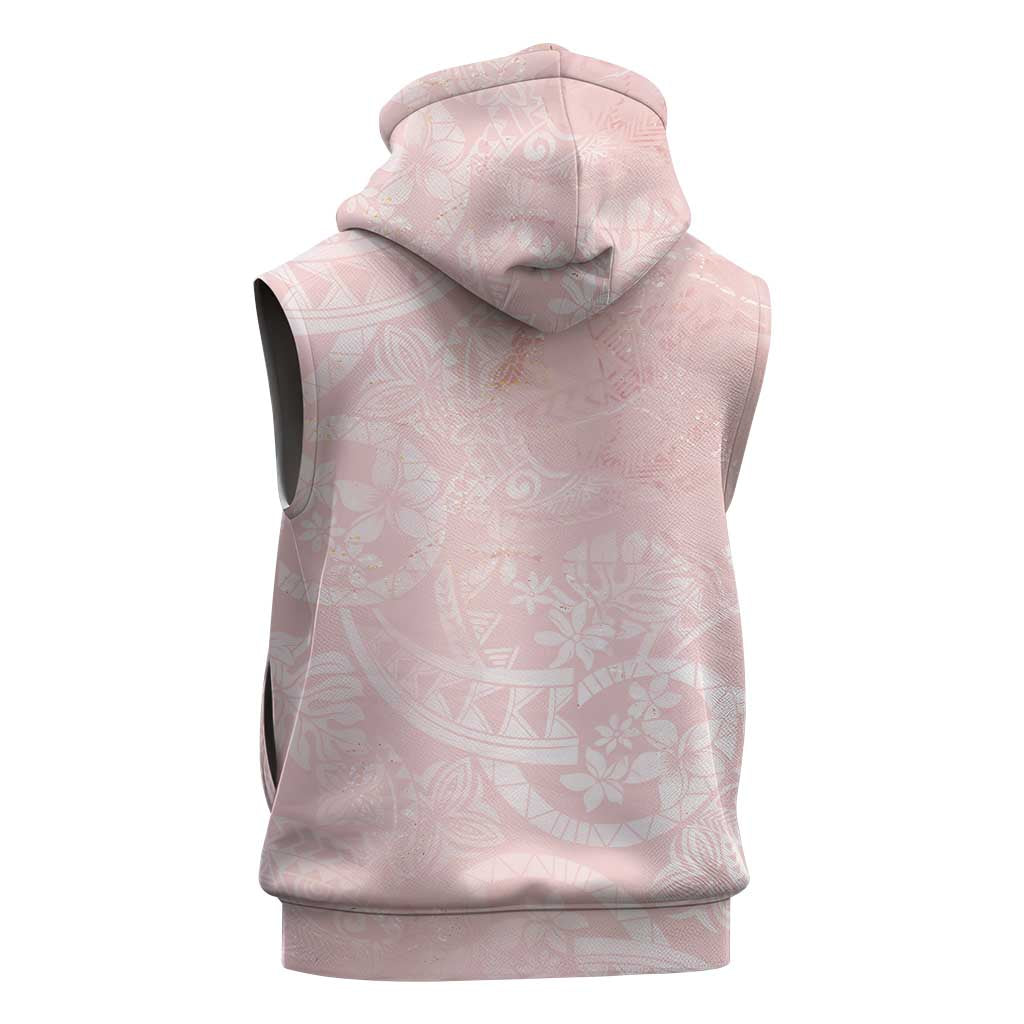 Polynesian Tiare Monstera Soft Pink Sleeveless Hoodie Liquid Style - Polynesian Pride