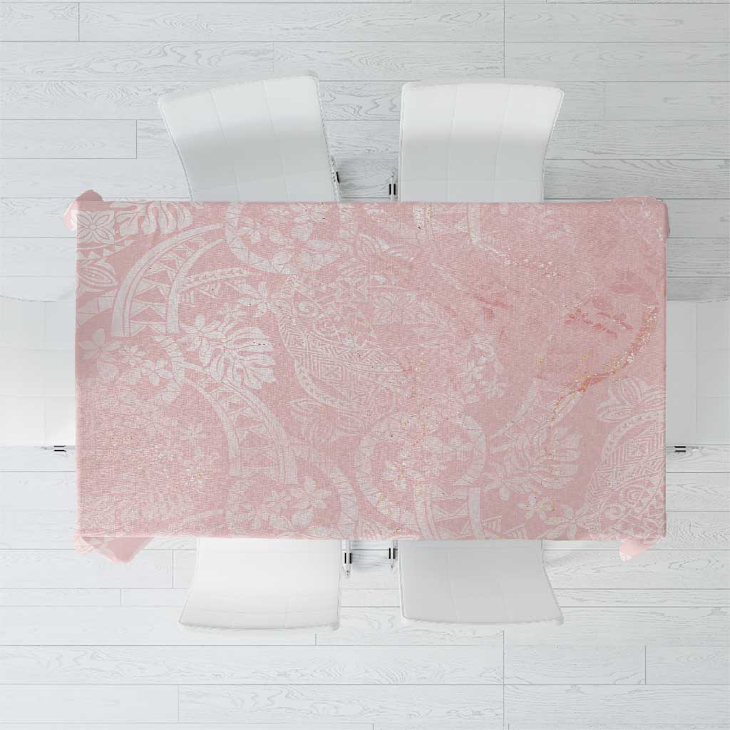 Polynesian Tiare Monstera Soft Pink Tablecloth Liquid Style - Polynesian Pride