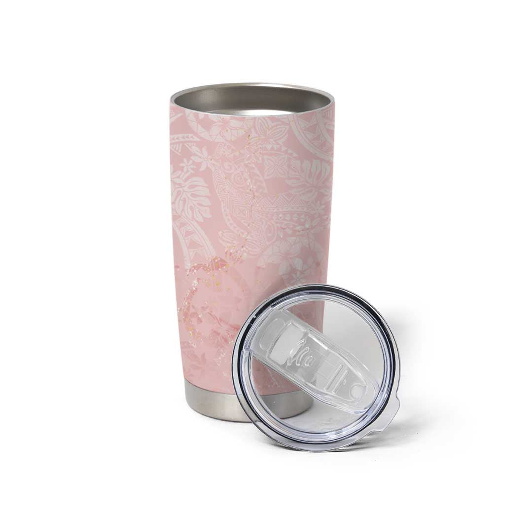 Polynesian Tiare Monstera Soft Pink Tumbler Cup Liquid Style - Polynesian Pride