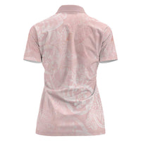Polynesian Tiare Monstera Soft Pink Women Polo Shirt Liquid Style - Polynesian Pride