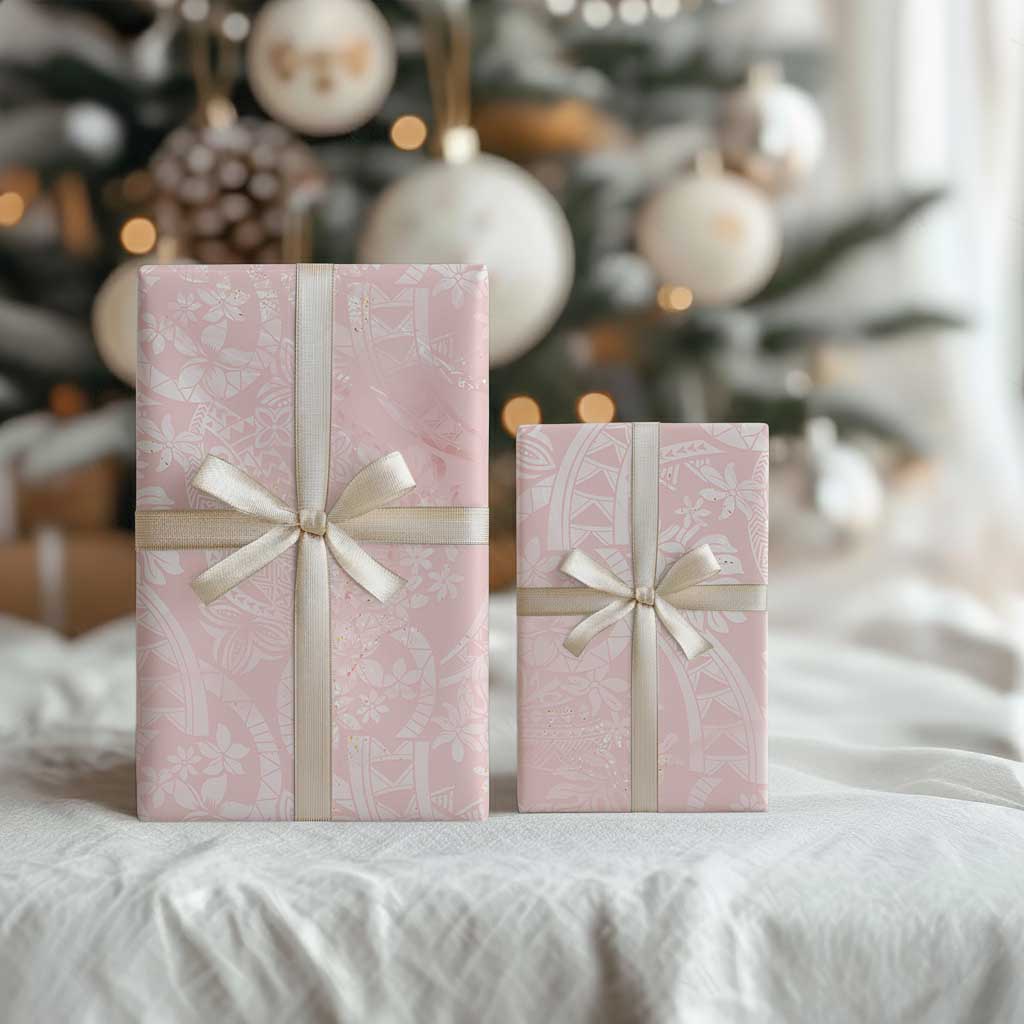 Polynesian Tiare Monstera Soft Pink Wrapping Paper Liquid Style - Polynesian Pride