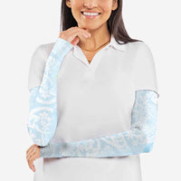 Polynesian Tiare Monstera Baby Blue Arm Sleeves Liquid Style - Polynesian Pride