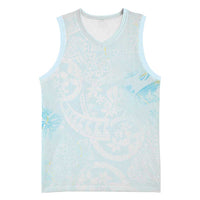 Polynesian Tiare Monstera Baby Blue Basketball Jersey Liquid Style - Polynesian Pride