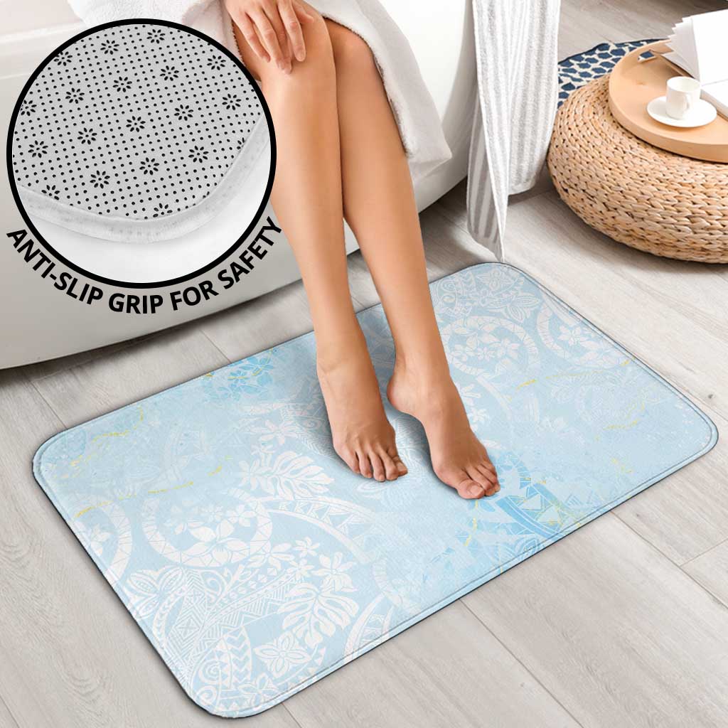 Polynesian Tiare Monstera Baby Blue Bathroom Set Liquid Style - Polynesian Pride