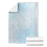 Polynesian Tiare Monstera Baby Blue Blanket Liquid Style - Polynesian Pride