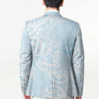 Polynesian Tiare Monstera Baby Blue Blazer Liquid Style - Polynesian Pride