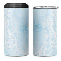 Polynesian Tiare Monstera Baby Blue 4 in 1 Can Cooler Tumbler Liquid Style - Polynesian Pride