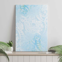 Polynesian Tiare Monstera Baby Blue Canvas Wall Art Liquid Style - Polynesian Pride