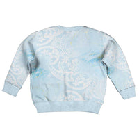 Polynesian Tiare Monstera Baby Blue Kid Ugly Christmas Sweater Liquid Style - Polynesian Pride