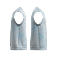 Polynesian Tiare Monstera Baby Blue Christmas Knitted V-Neck Vest Liquid Style - Polynesian Pride