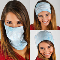 Polynesian Tiare Monstera Baby Blue Neck Gaiter Liquid Style - Polynesian Pride