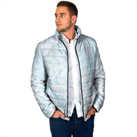 Polynesian Tiare Monstera Baby Blue Padded Jacket Liquid Style - Polynesian Pride