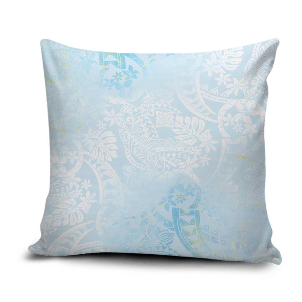 Polynesian Tiare Monstera Baby Blue Pillow Cover Liquid Style - Polynesian Pride