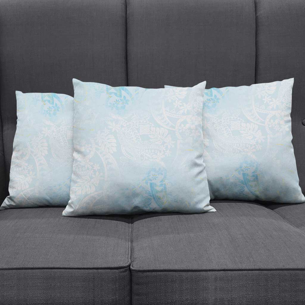 Polynesian Tiare Monstera Baby Blue Pillow Cover Liquid Style - Polynesian Pride