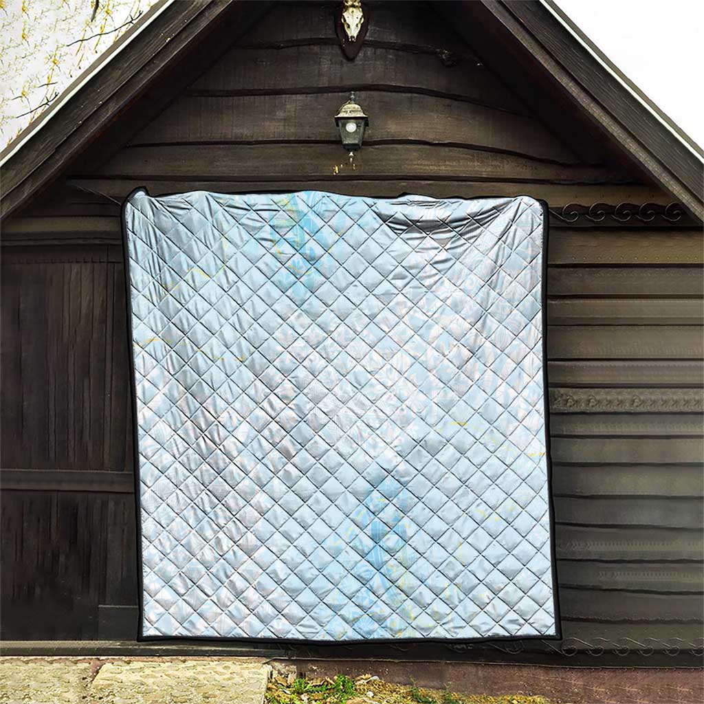 Polynesian Tiare Monstera Baby Blue Quilt Liquid Style - Polynesian Pride