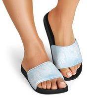 Polynesian Tiare Monstera Baby Blue Slide Sandals Liquid Style - Polynesian Pride