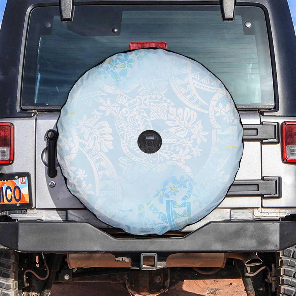 Polynesian Tiare Monstera Baby Blue Spare Tire Cover Liquid Style - Polynesian Pride