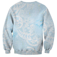 Polynesian Tiare Monstera Baby Blue Sweatshirt Liquid Style - Polynesian Pride