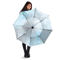 Polynesian Tiare Monstera Baby Blue Umbrella Liquid Style - Polynesian Pride