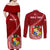 Tonga Rugby Couples Matching Off Shoulder Maxi Dress and Long Sleeve Button Shirts Tongan Ngatu Pattern White Version LT01 - Polynesian Pride